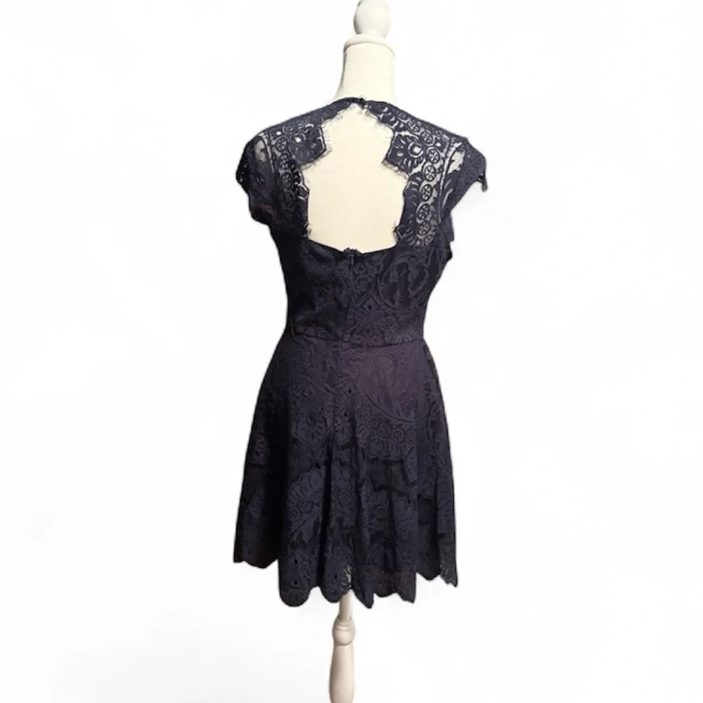 BB Dakota Elegant Dark Blue Lined Lace Dress-4